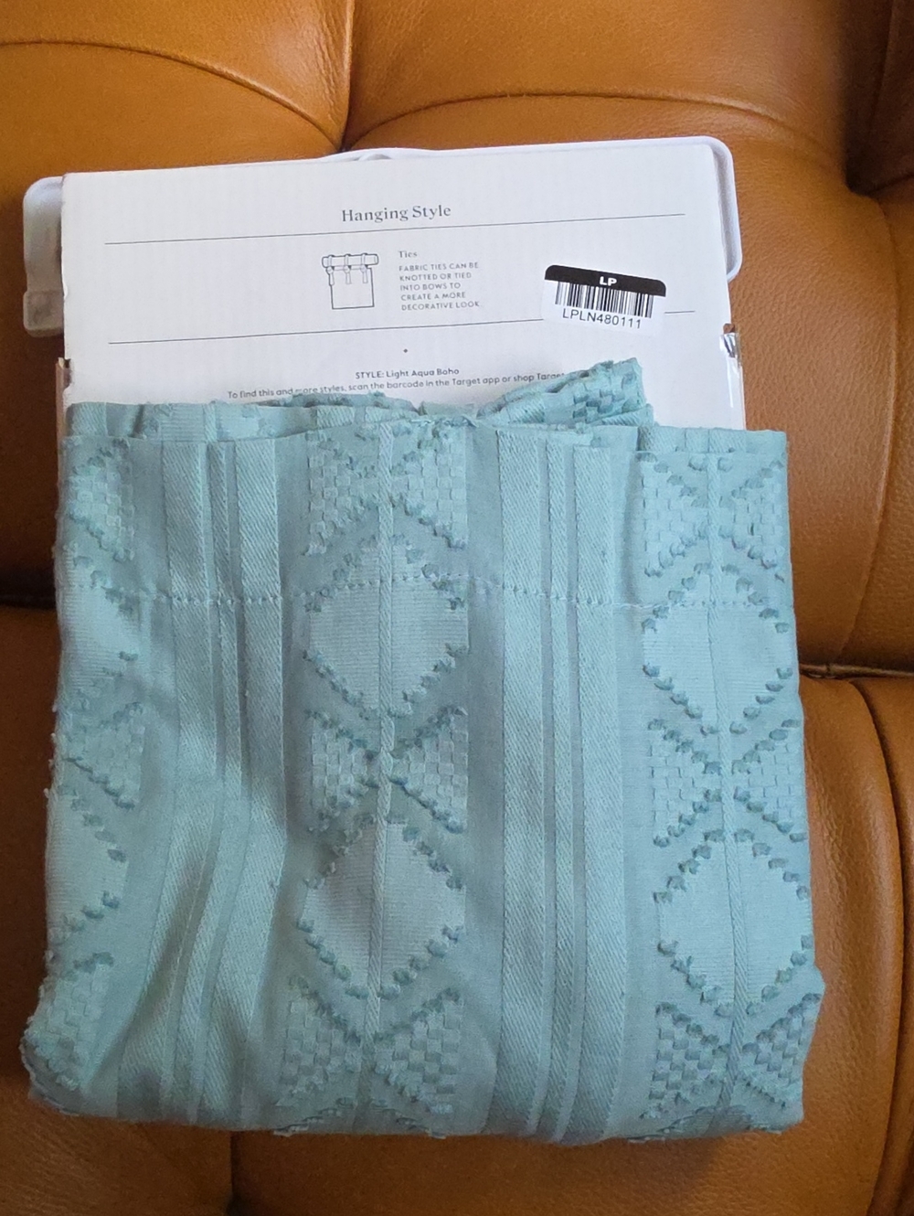Two Threshold 54"x84" Light Filtering Boho Aqua Diamond Clip Curtain Panel Blue - Picture 12 of 12